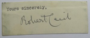 Robert Cecil autograph