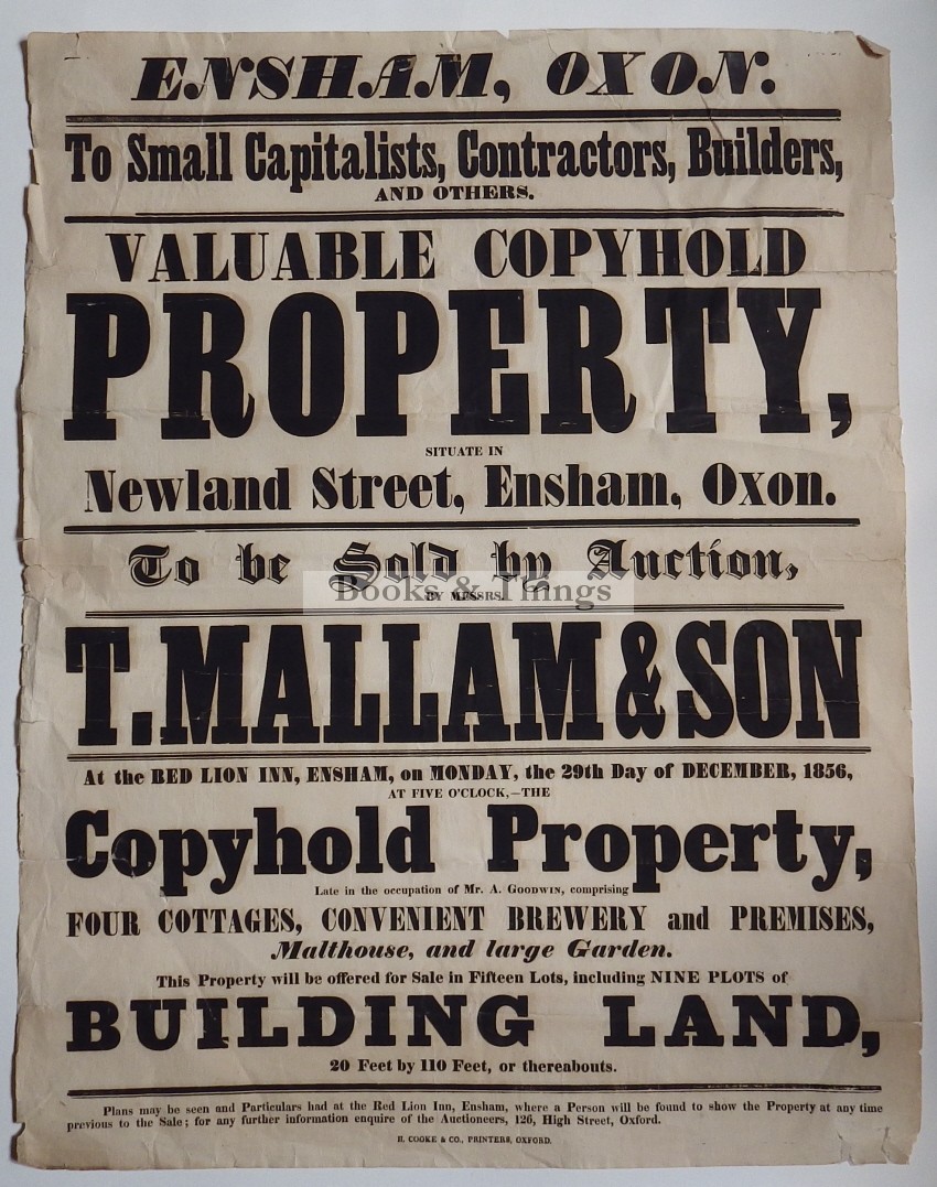 Mallam’s sale 1856 Ensham property