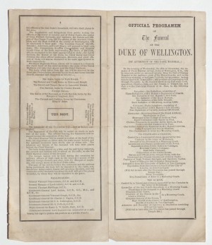 Duke of Wellington funeral service leaflet