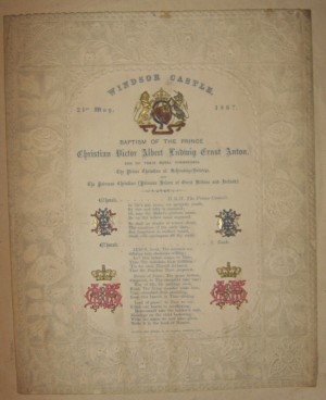 Windsor Castle Royal Baptism programme 1867